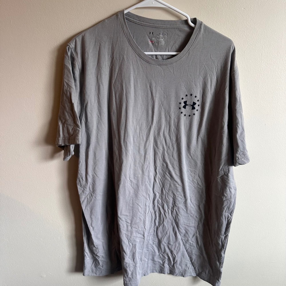 Under Armour T-Shirt Mens XL Gray Freedom HeatGear Tactical Graphic Outdoor UA‎